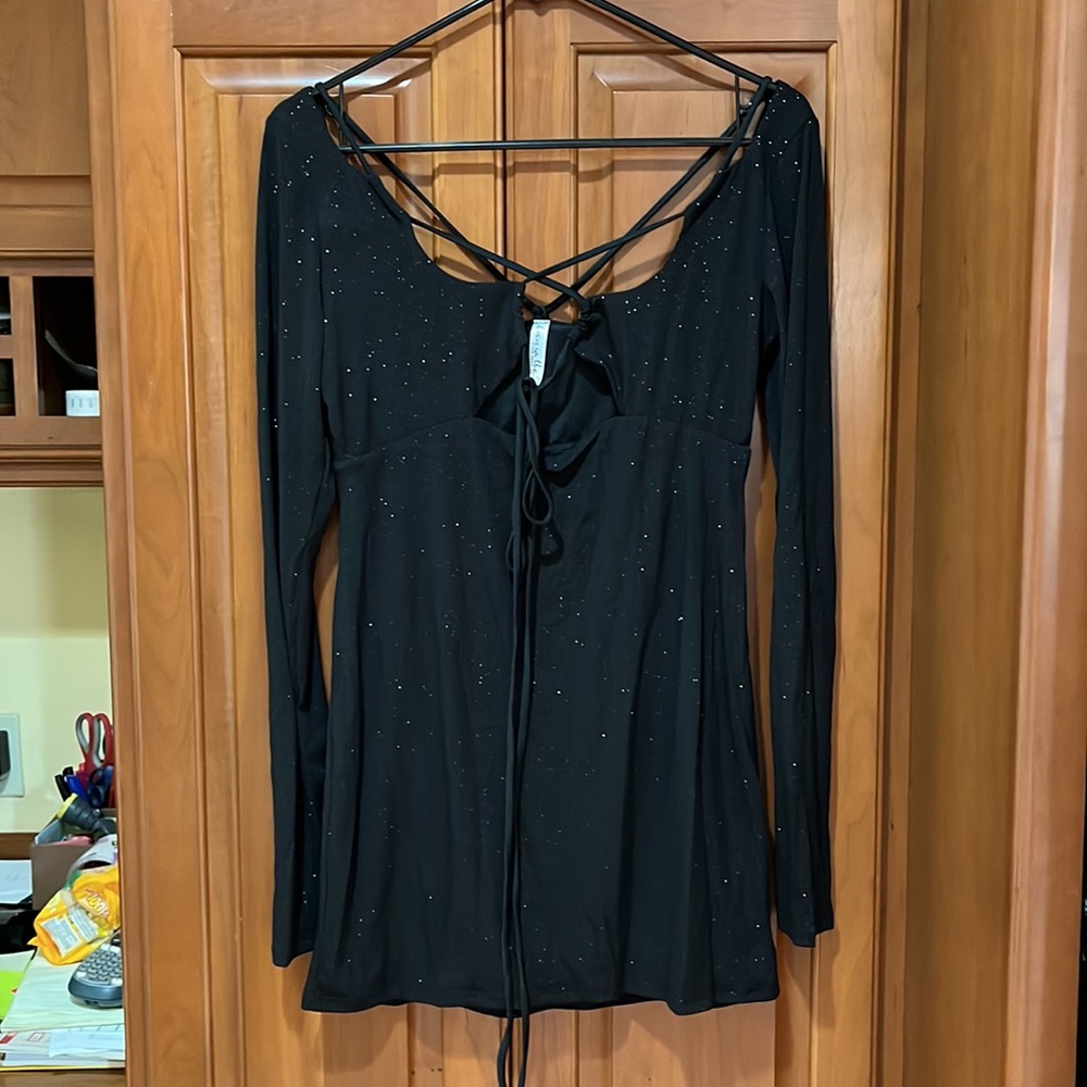 Lucy in the Sky Black Shimmery Dress Large Worn Once